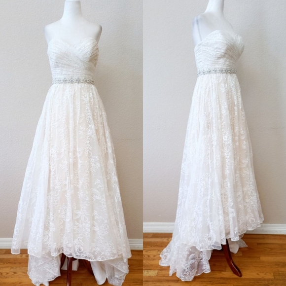 Anthropologie BHLDN Whispers + Echos Freesia lace strapless wedding gown - Picture 4 of 16
